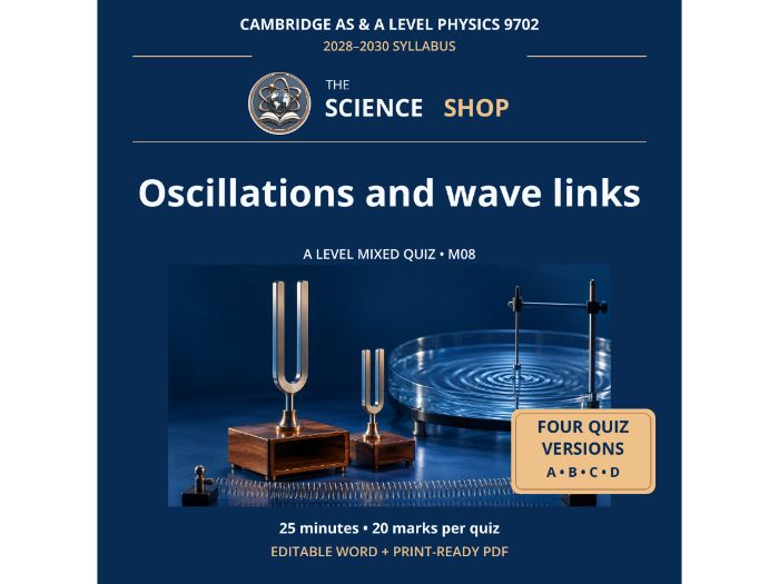 Oscillations and wave links | Cambridge A Physics 9702 | 4 Revision Quizzes