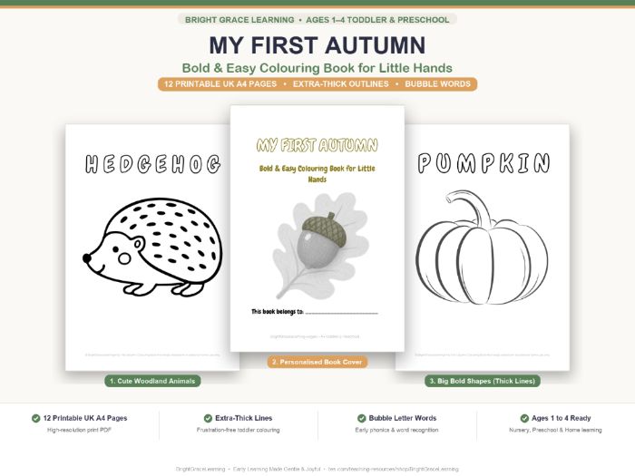 My First Autumn Colouring Book for Toddlers | Bold & Easy EYFS Nursery