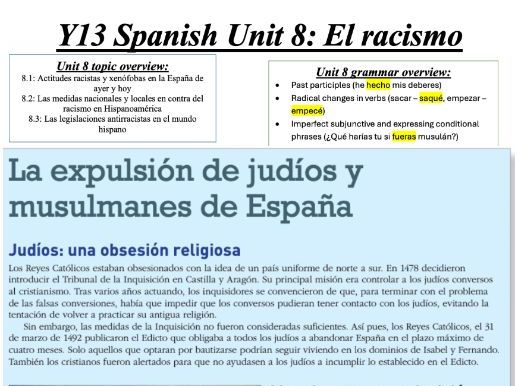 AQA ALevel Spanish workbook - Unit 8: El racismo