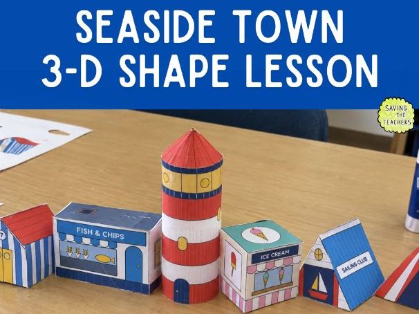 Area and Volume Seaside Town 3D Shape Nets