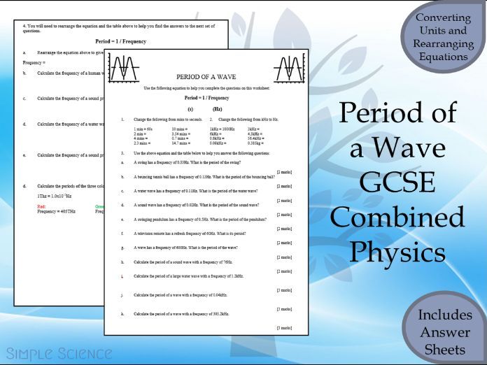 Period Of A Wave Calculations Worksheet With Answers GCSE Physics