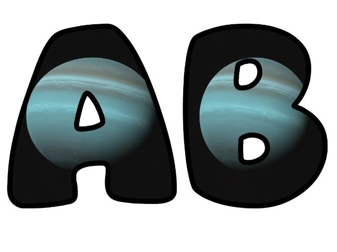 Planet Space Uranus Classroom Display | Lettering Set | Upper & Lowercase, 0-9 and Signs