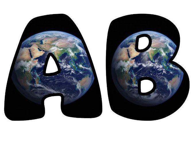 Earth Ozone Layer Classroom Display | Lettering Set | Upper & Lowercase, 0-9 and Signs