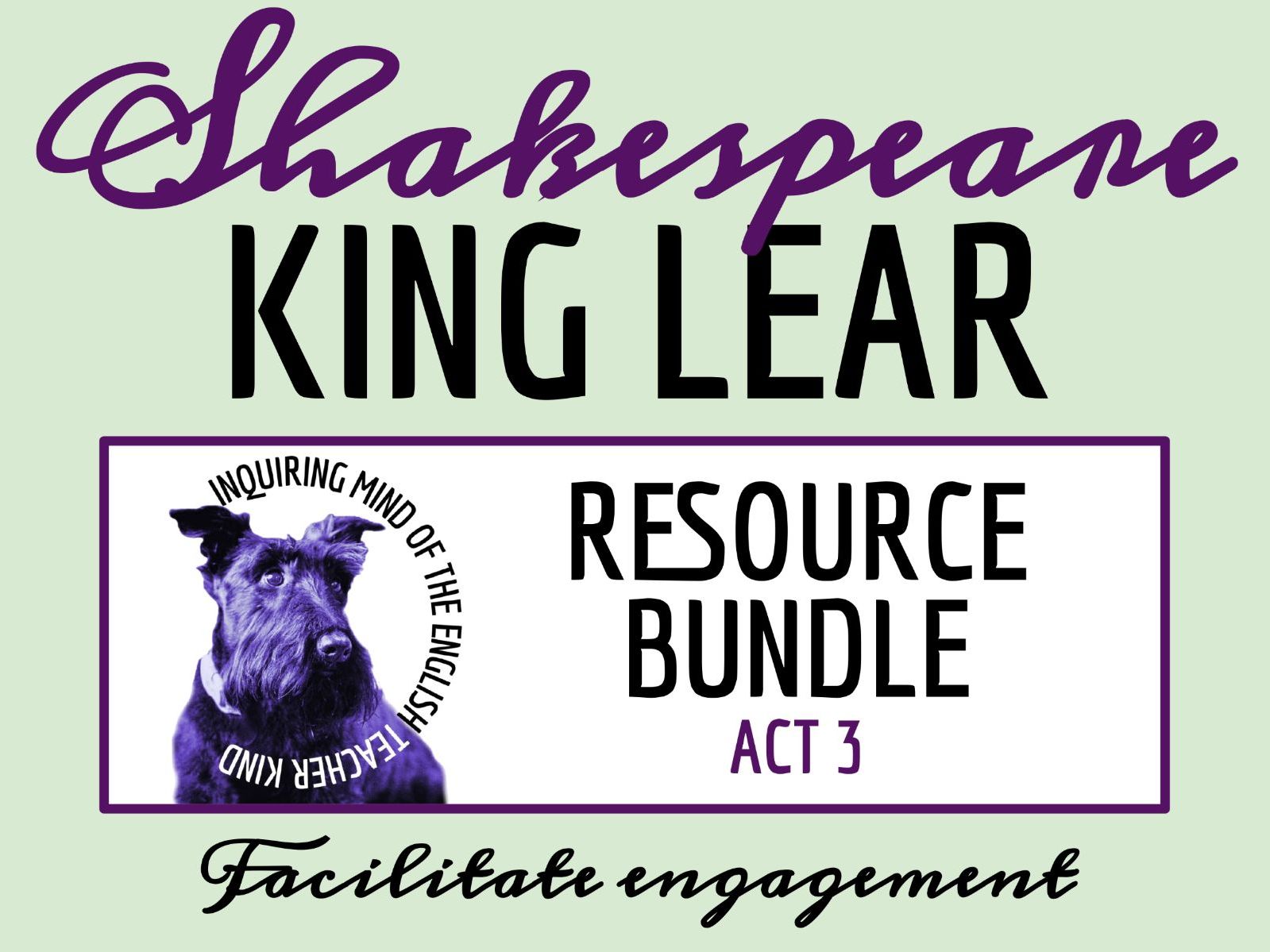 King Lear Act 3 Quiz, Vocabulary Games, Close Reading Analysis Worksheets & Answer Keys