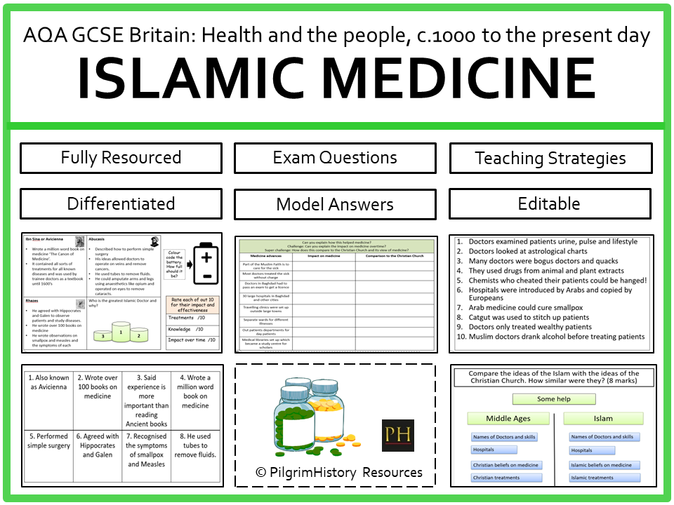 AQA GCSE Britain, Health and the People:  Islamic Medicine - Rhazes, Avicenna and Abulcasis (Free)