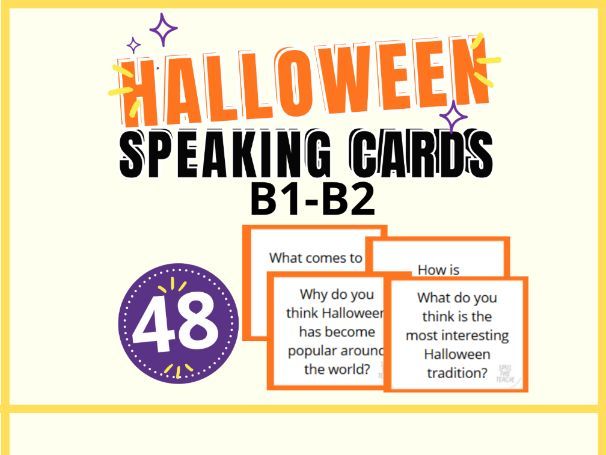 ESL SPEAKING CARDS Halloween B1-B2 | 48 Conversation Questions | no-prep