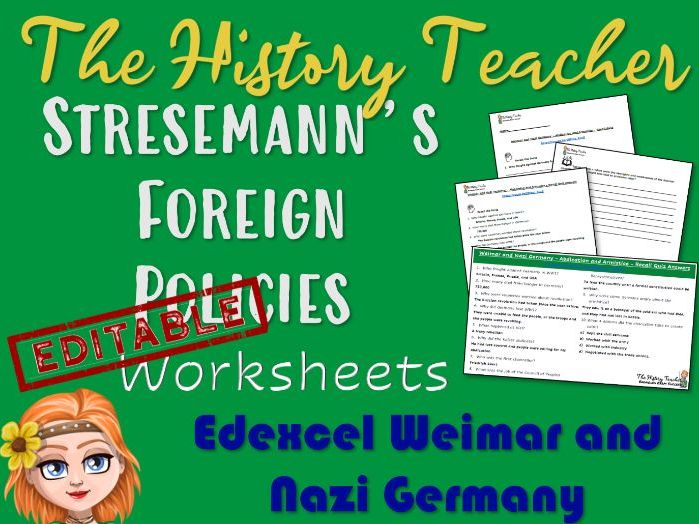 Stresemann's Foreign Policies - Editable Worksheets