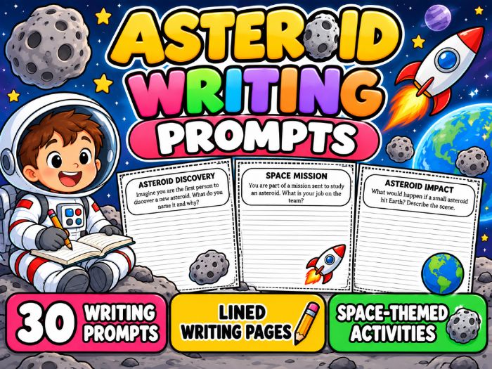 Asteroid Writing Prompts | Space-Themed Writing Activities | 30 Prompts