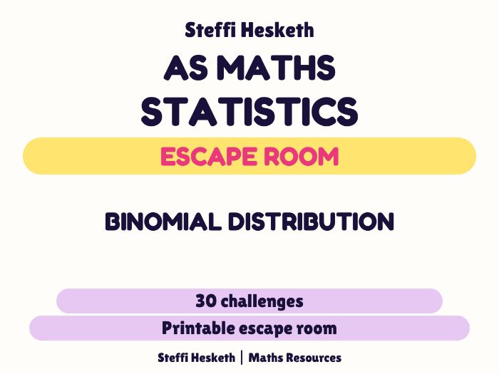 AS Statistics Binomial Distribution Escape Room | 30 A Level Maths Challenges
