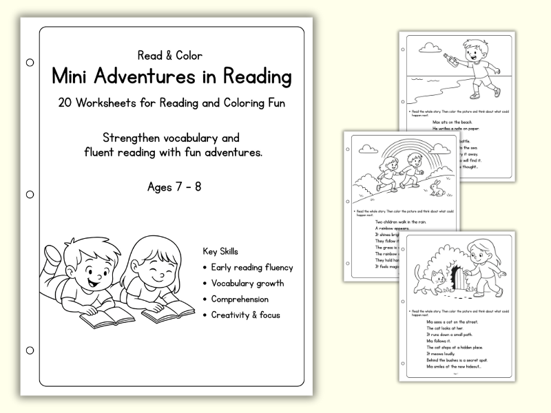 Mini Adventures in Reading – Read & Color (Ages 7–8)
