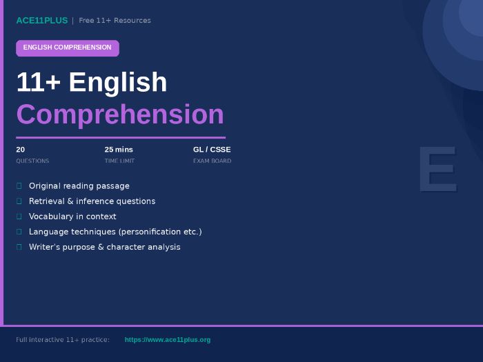 11+ English Comprehension Practice Paper | GL & CSSE Style | 20 Questions with Answers