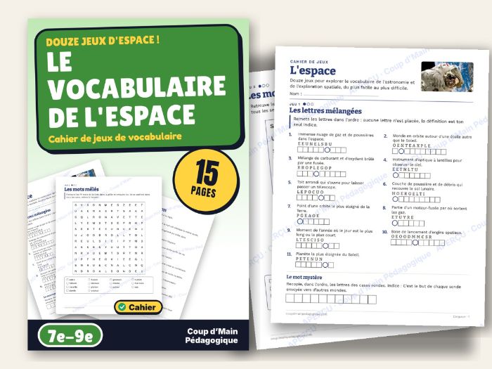 French Space Vocabulary Puzzles Grade 7-9 Astronomy | L'espace