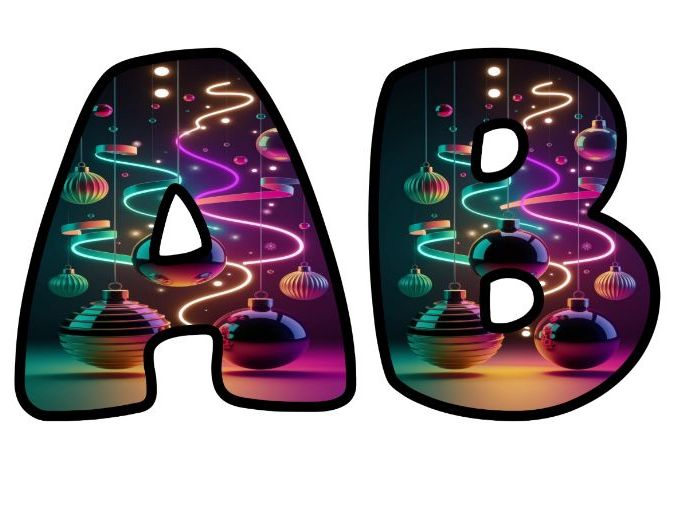 3D AI Baubles Christmas Classroom Display Lettering Set | Upper & Lowercase Letters, 0-9 and Signs