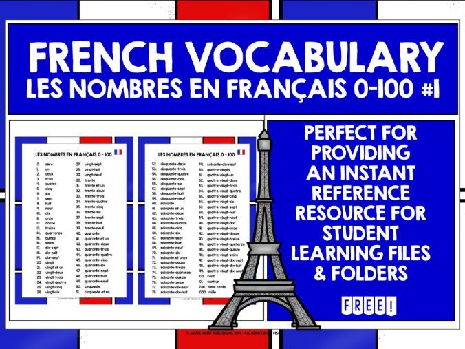 French numbers 0 100 list freebie 1 teaching resources