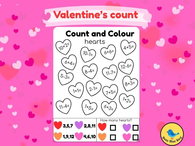 Valentine's Day Maths: Count and Colour (KS1)