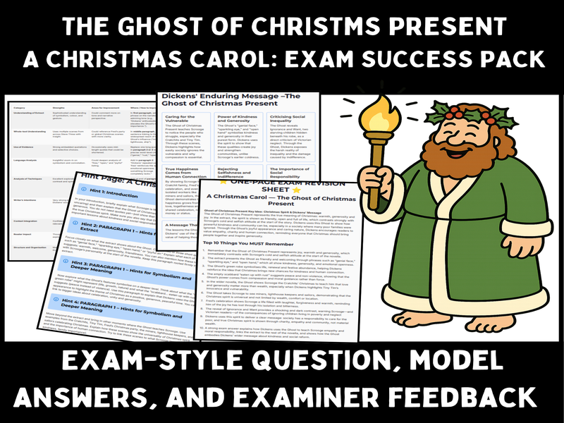 A Christmas Carol Ghost of Christmas Present | GCSE Exam Question, Extract & Model Answers