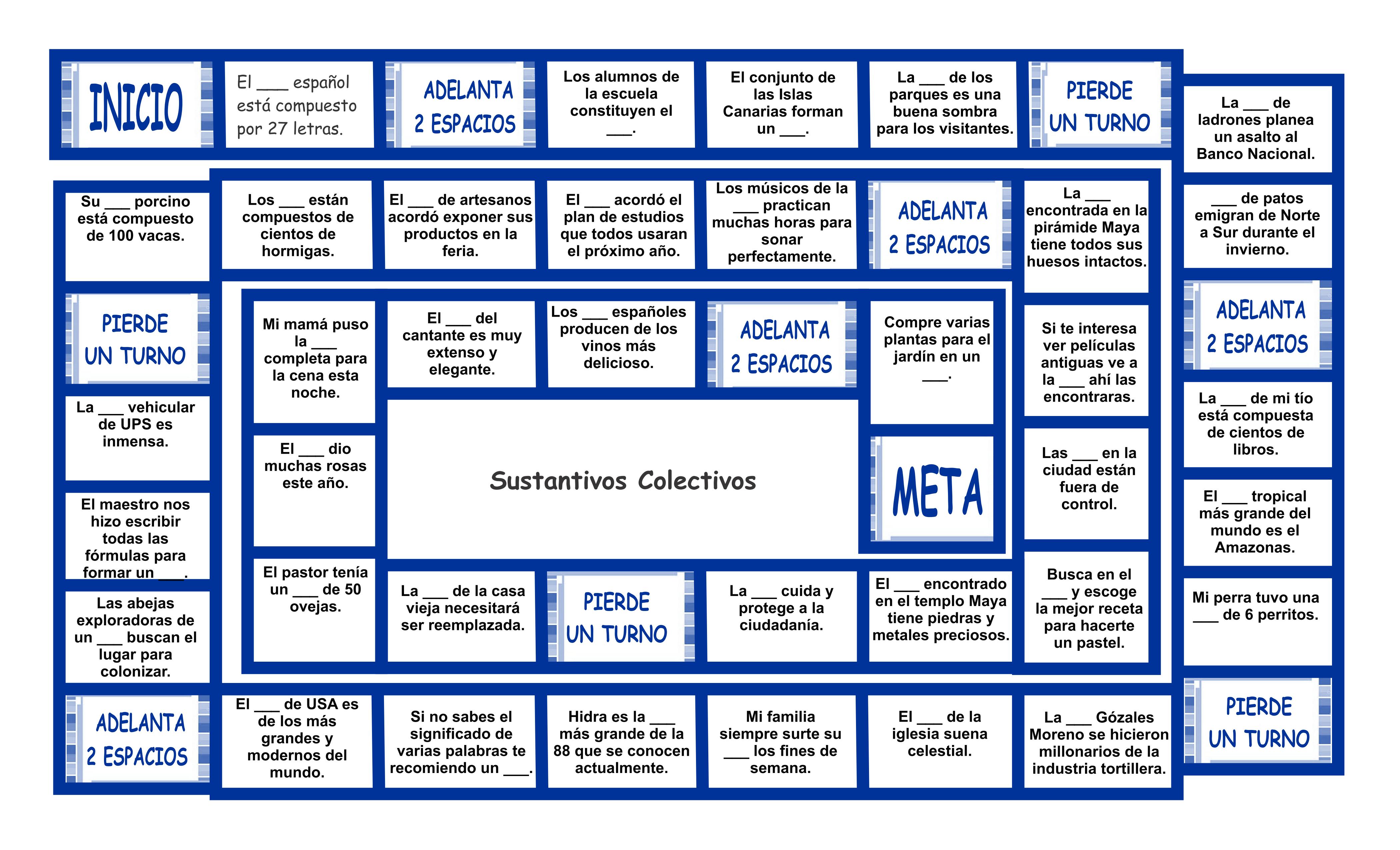 Collective Nouns Spanish Board Game Teaching Resources