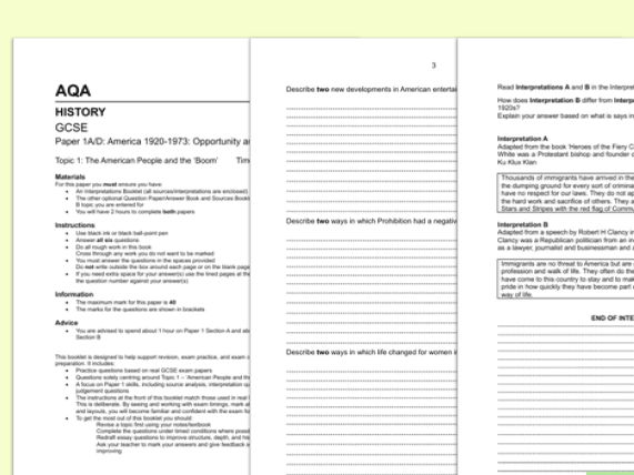 America, 1920-1973: Exam Question Bank (Part 1 - American People and 'Boom'