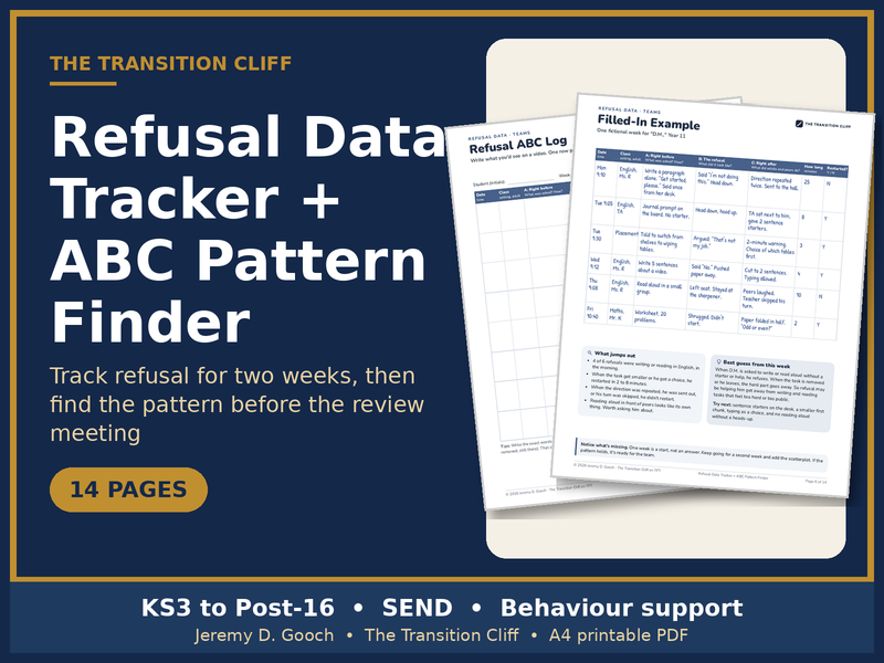 Refusal Data Tracker + ABC Pattern Finder: SEND Behaviour Data, KS3-Post-16