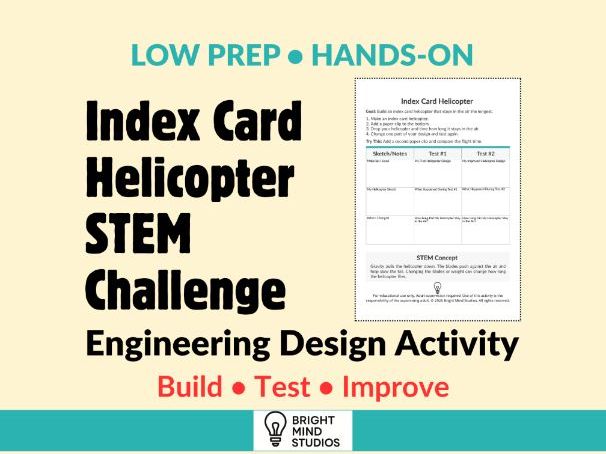 Index Card Helicopter STEM Challenge | Engineering Design | Forces & Motion | KS1 & KS2