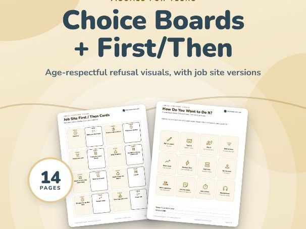 Choice Boards + First Then Cards for Teens