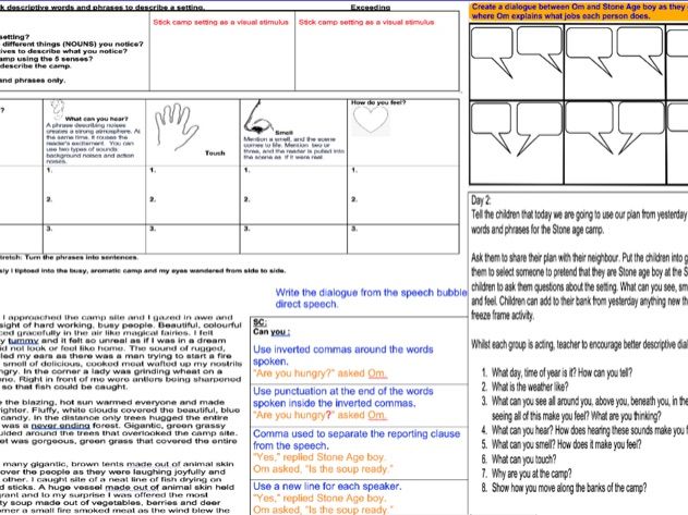 Stone Age Boy- camp setting descriptive writing