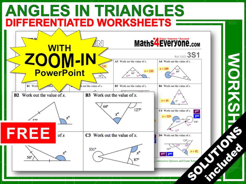 Angles In Triangles Worksheets With Answers