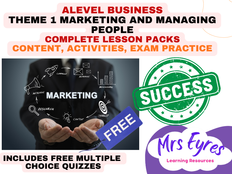 Edexcel A Level Business Theme 1 Marketing and Managing People - 24 Lesson Packs and Pre-Readings