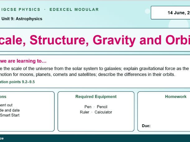 IGCSE Physics: Scale, Gravity and Orbits | Edexcel Modular | Unit 9 | L1