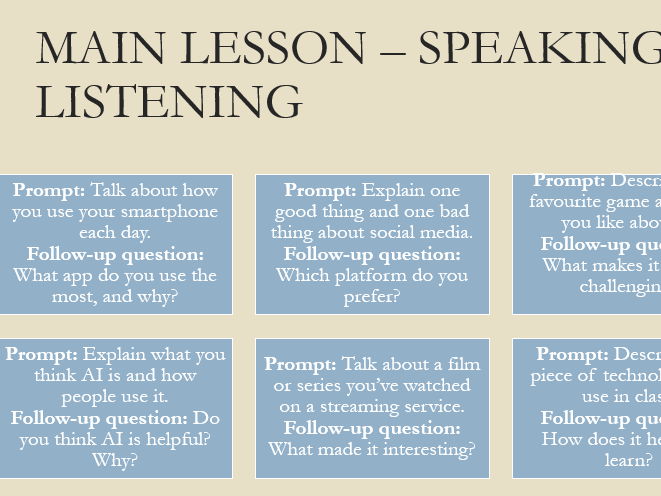 Entry Level 3 English Speaking and Listening Focus: Technology