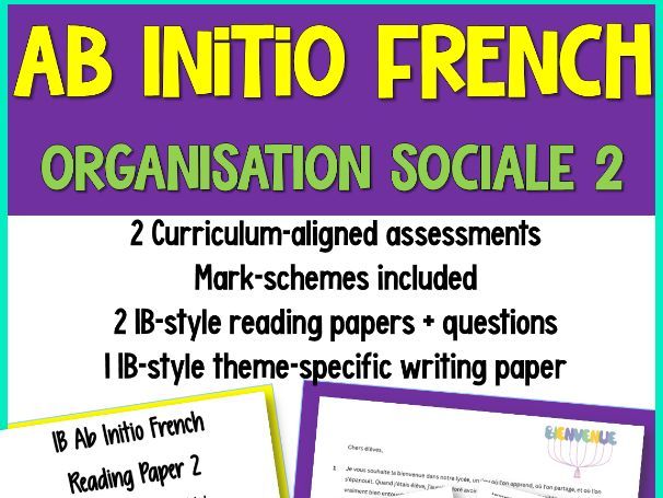 IB-style French Ab Initio Exam –Writing&Reading | Organisation Sociale theme (2)