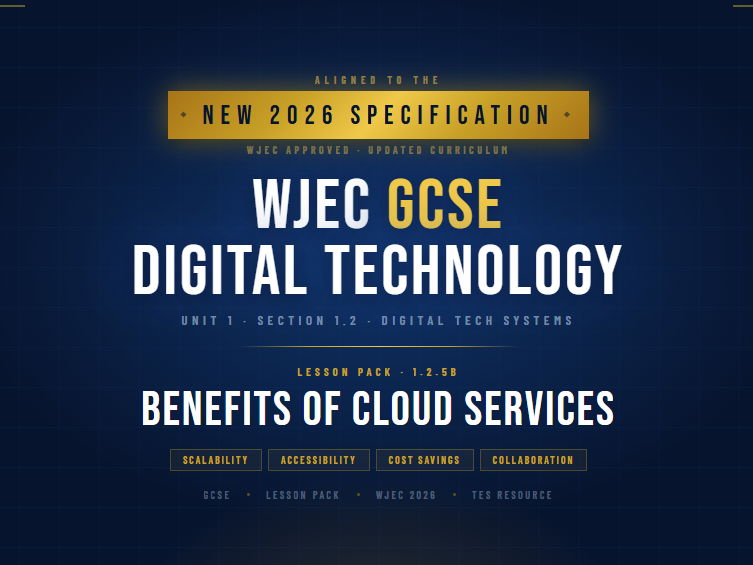 NEW 2026 WJEC GCSE Digital Technology 1.2.5B Benefits of Cloud Services | Lesson Pack