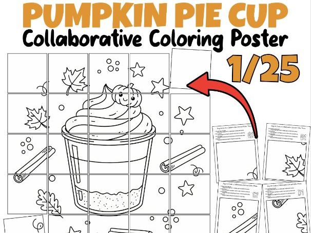 Pumpkin Pie Cup Collaborative Poster | Cute Fall Toppings Thanksgiving Craft