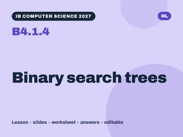 IB Computer Science 2027 – B4.1.4 Binary search trees – Lesson & Worksheet