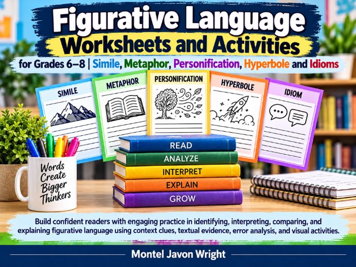 Figurative Language Worksheets & Activities | Simile, Metaphor, Personification, Hyperbole & Idioms