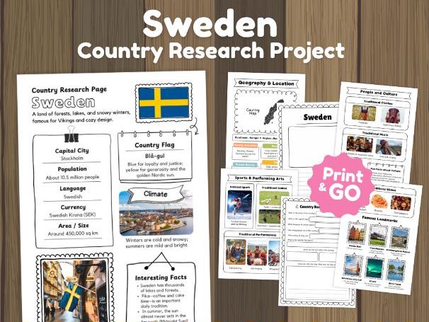 Sweden Country Study Worksheets | 14 Pages