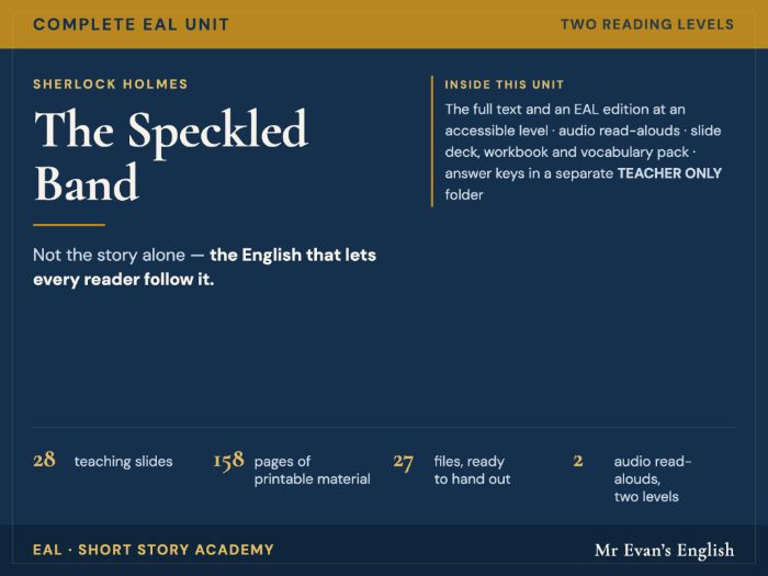 Sherlock Holmes: The Speckled Band — Complete EAL Unit