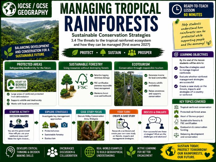 IGCSE Geography: Managing Tropical Rainforests Lesson (First exams 2027)