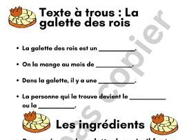 Texte à trou recette de galette des rois - mardi gras