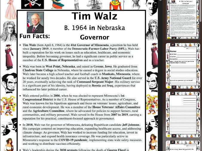 Tim Walz PACKET & ACTIVITIES, Important Historical Figures Series