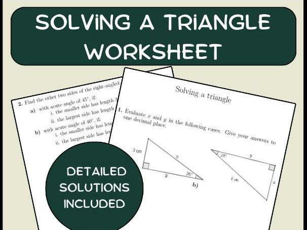Solving a triangle worksheet (with solutions)