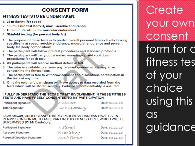 BTEC SPORT UNIT 1 - Pre-test Procedures