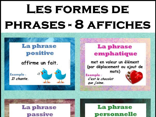 Les formes de phrases - 8 affiches
