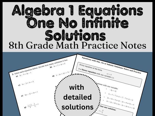 Algebra 1 Equations One No Infinite Solutions | 8th Grade Math Practice Notes