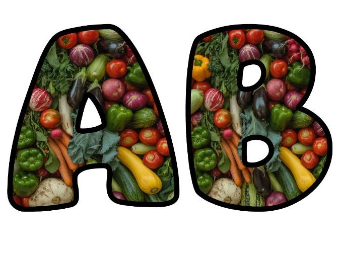 5 A Day Vegetables Classroom Display | Lettering Set | Upper & Lowercase, 0-9 and Signs