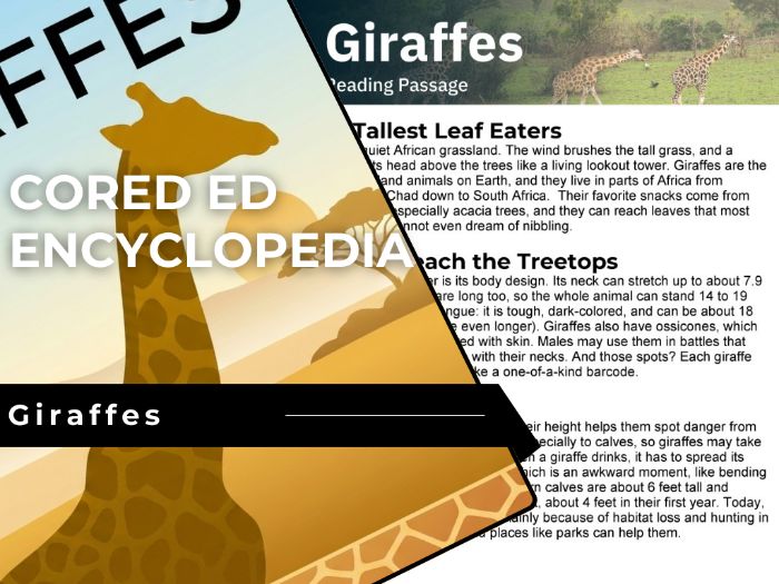 Giraffes Reading Comprehension Passage - Cored Ed Encyclopedia