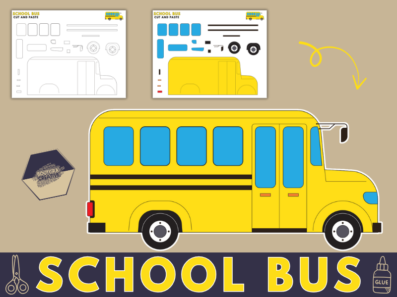 School Bus Craft Activity – Printable Cut & Paste Fun for Back to School!