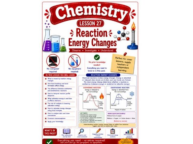 Chemistry cover lesson 27 Reaction energy changes (Ch27) science