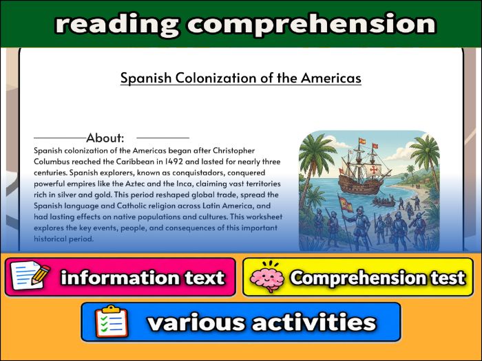 Spanish Colonization of the Americas  & Comprehension Test