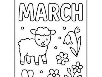 March Monthly Bookmark Template Colouring Sheet